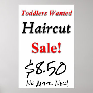 Toddler's Gezocht haircut Sale Beauty Salon Poster