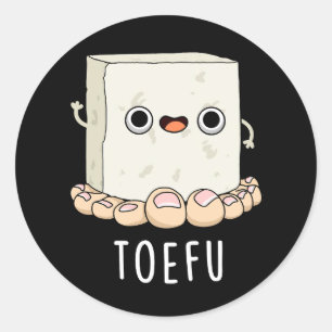 Toe-fu Grappige Tofu Pun Donker BG Ronde Sticker