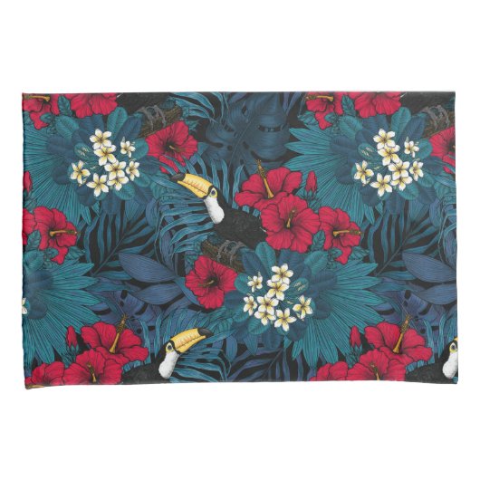 Toecans and tropical flora, green and red kussensloop (Voorkant-Rechts)