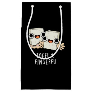 Toefu Fingerfu Funny Food Tofu Pun Dark BG Klein Cadeauzakje