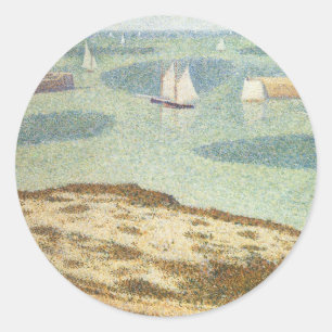 Toegang tot de haven door Georges Seurat, Vintage  Ronde Sticker