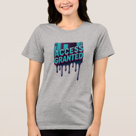 Toegang Verleend | Retro Hacker Floppy Disk Grafis Tri-Blend Shirt (Voorkant)