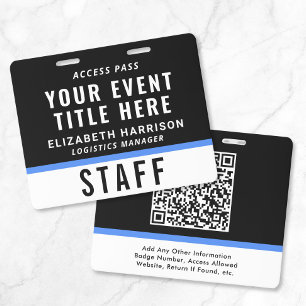 Toegangscode QR Code Zwart Blauw ID Badge