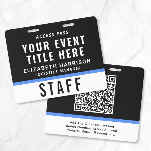 Toegangscode QR Code Zwart Blauw ID Badge
