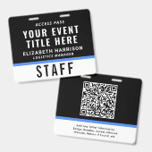 Toegangscode QR Code Zwart Blauw ID Badge (Voor- en achterkant)