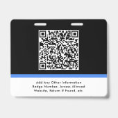 Toegangscode QR Code Zwart Blauw ID Badge (Achterkant)