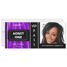 Toegangskaartje Verjaardagsfeestje Foto Paars Zwar