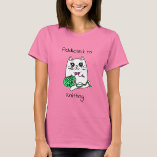 Toegediend aan Knitting   Cute Cat T-shirt