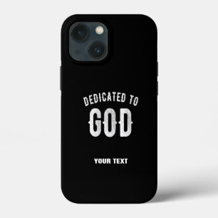 TOEGEWIJD AAN GOD AANPASBARE KOELE WITTE TEKST iPhone 13 MINI HOESJE