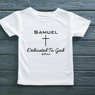 Toegewijd aan God, naam van het kind Cross Kinder Shirts