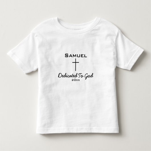 Toegewijd aan God, naam van het kind | Cross Kinder Shirts (Voorkant)