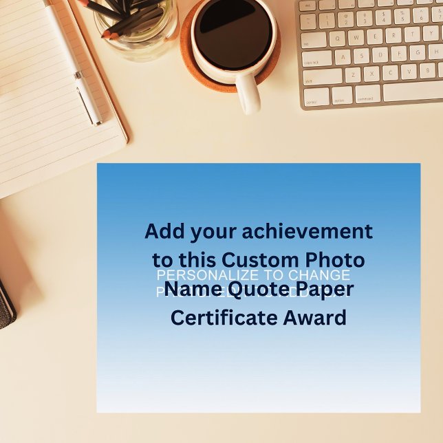 Toekenning van een aangepast fotonaamquote-papiere (Custom Photo Name Quote Paper Certificate Award)