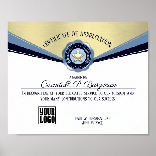 Toekenning van een certificaat van uitmuntende wer poster (Voorkant)