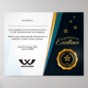 Toekenning van een certificaat van uitmuntende wer poster