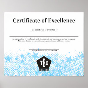Toekenning van een certificaat van uitmuntende wer poster