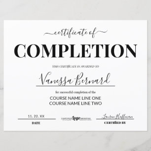 Toekenning van een certificaat van voltooiing van