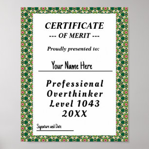 Toekenning van een certificaat voor professionele  poster