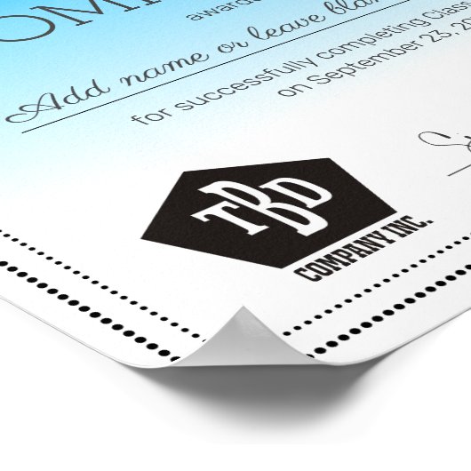 Toekenning van het certificaat van voltooiing poster (Hoek)