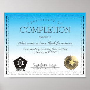 Toekenning van het certificaat van voltooiing poster