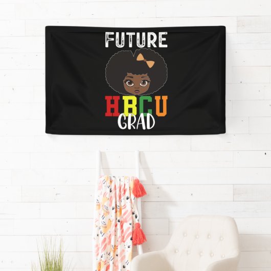 Toekomst HBCU Afstudeerder Meisje Afstuderen Zwart Spandoek (Insitu)