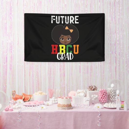 Toekomst HBCU Afstudeerder Meisje Afstuderen Zwart Spandoek (Feest)