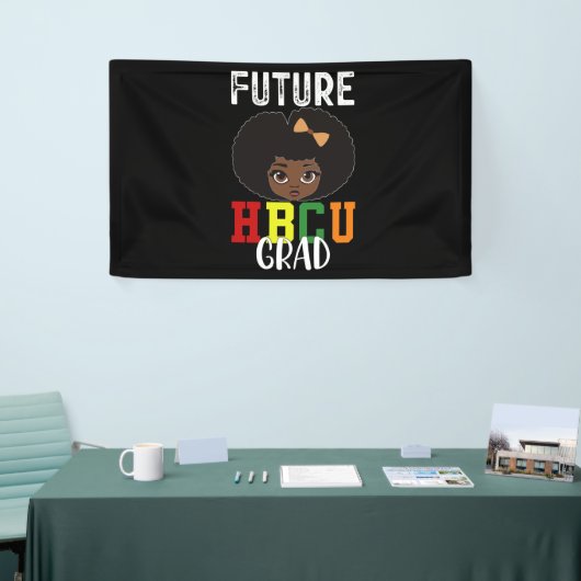 Toekomst HBCU Afstudeerder Meisje Afstuderen Zwart Spandoek (Beurs)