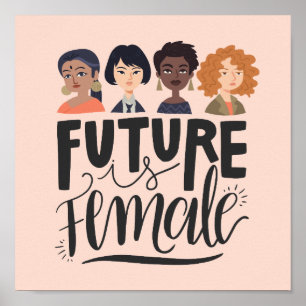 Toekomst is Vrouw Motivatie feministische prijso Poster