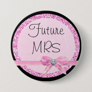 Toekomst mevrouw Pink Bow Faux Glitter Button