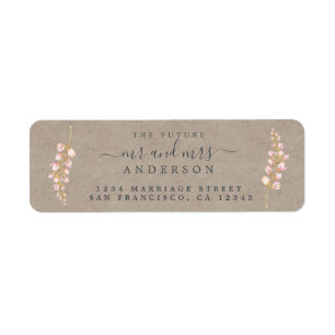 Toekomst : mevrouw Rustic Floral Wedding Return Etiket