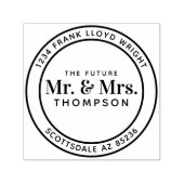 Toekomst Mr en Mrs Ronde Bruiloft Retouradres Zelfinktende Stempel (Design)
