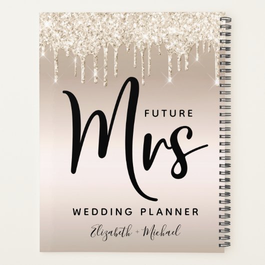 Toekomst Mrs Gold Glitter Drips Bruiloft Planner (Achterkant)