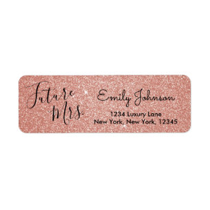 Toekomst Mrs Pink Rose Gold Faux Glitter Sparkle Etiket