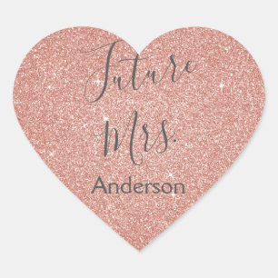 Toekomst Mrs Pink Rose Gold Vrijgezellenfeest Hart Sticker