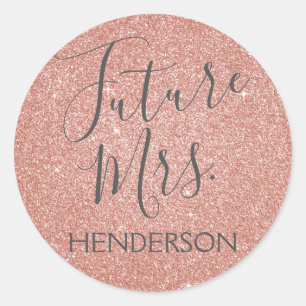 Toekomst Mrs Pink Rose Gold Vrijgezellenfeest Ronde Sticker