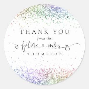 Toekomst Mrs Rainbow Glitter Vrijgezellenfeest Dan Ronde Sticker