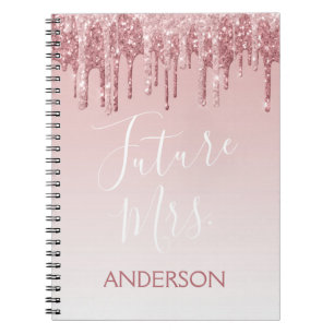 Toekomst Mrs. Roos Gold Blush Roze Sparkle Glitter Notitieboek