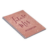 Toekomst Mrs. Roos Gold Blush Roze Sparkle Glitter Notitieboek (Rechterzijde)