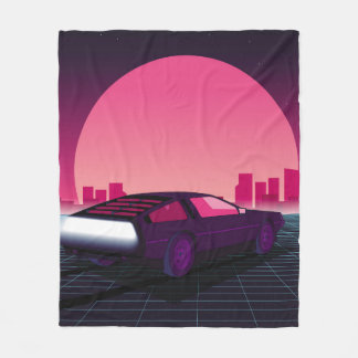 Toekomst opnieuw. sci-fi-achtergrond met stijl 80- fleece deken