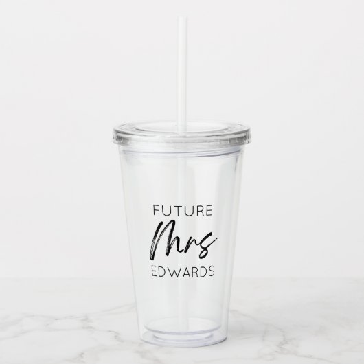 Toekomst van mevrouw Custom Achternaam Bride om ve Acryl Drinkbeker (Voorkant)