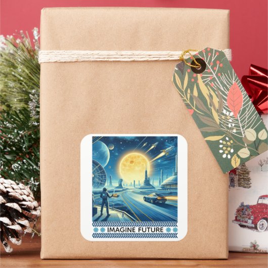 toekomst vierkante sticker (Feestdagen)