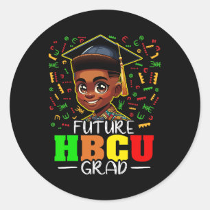 Toekomstig HBCU Afstuderen Black Boy Afstudeerder Ronde Sticker