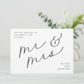 Toekomstig Mr & Mrs Script Foto Z/W Save the Date (Staand voorkant)