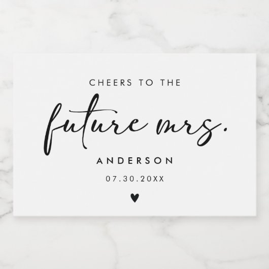 Toekomstig Mrs Modern Handschrift Script Sparkling Wijnetiket (Enkel label)