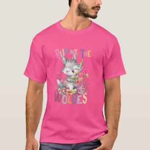 Toekomstige alfa wolf met bloemen schattige wolven t-shirt