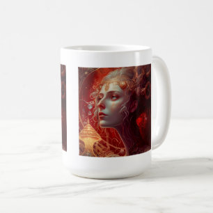 Toekomstige Art Nouveau Woman Classic Mok, 15 oz Koffiemok