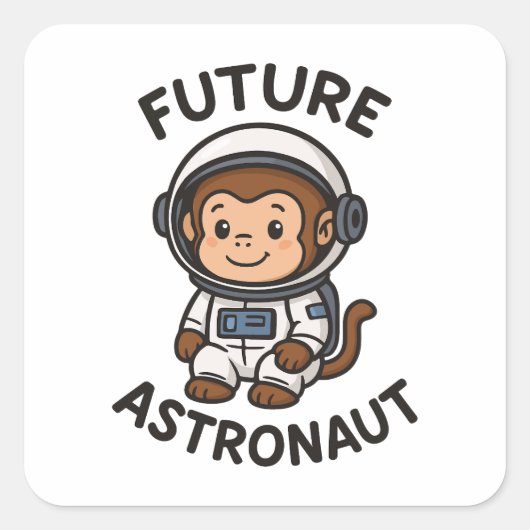 Toekomstige astronaut - Schattigee ruimteaap Vierkante Sticker (Voorkant)