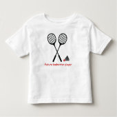 Toekomstige badmintonspeler, racket & shuttle kinder shirts (Voorkant)