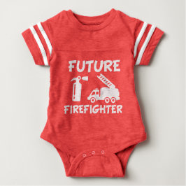 Toekomstige brandweerman met grappige baby bodysui romper