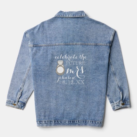Toekomstige bruid Bruid Verlovingsfeest Bruiloft R Denim Jacket (Achterkant)