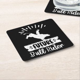 Toekomstige Bull Rider Bull Riding Rodeo Gifts Ide Vierkante Kartonnen Onderzetter